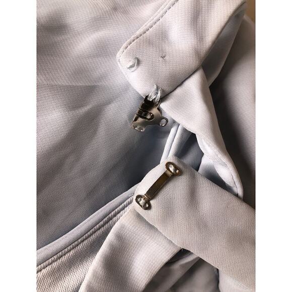 Dessy Collection Bridesmaid Dress Maxi Open Back High Neck Slit Blue NWT 4 - Picture 5 of 9